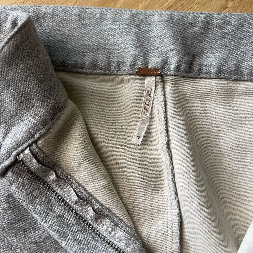 Free People Skirt Gray grey Zip front‎ High Waist Pencil Midi size 10 cotton